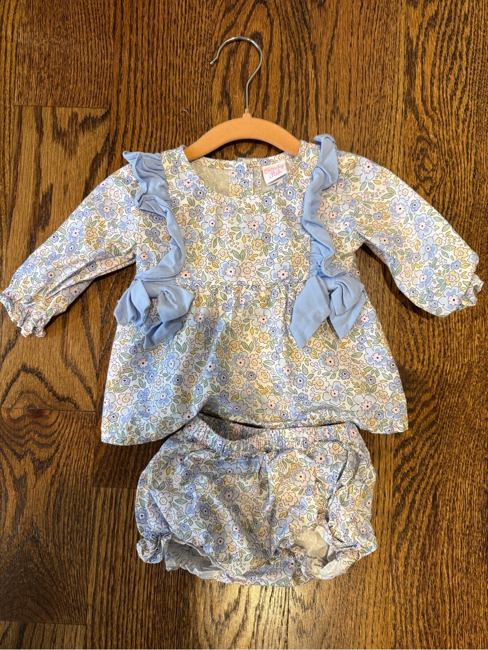 Floral Ruffle Baby Matching Set in Light Blue